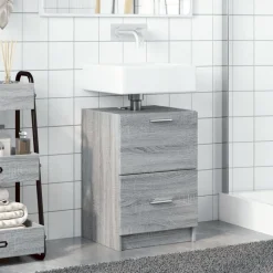 vidaXL Wastafelkast 40x37x59 cm bewerkt hout grijs sonoma eikenkleurig