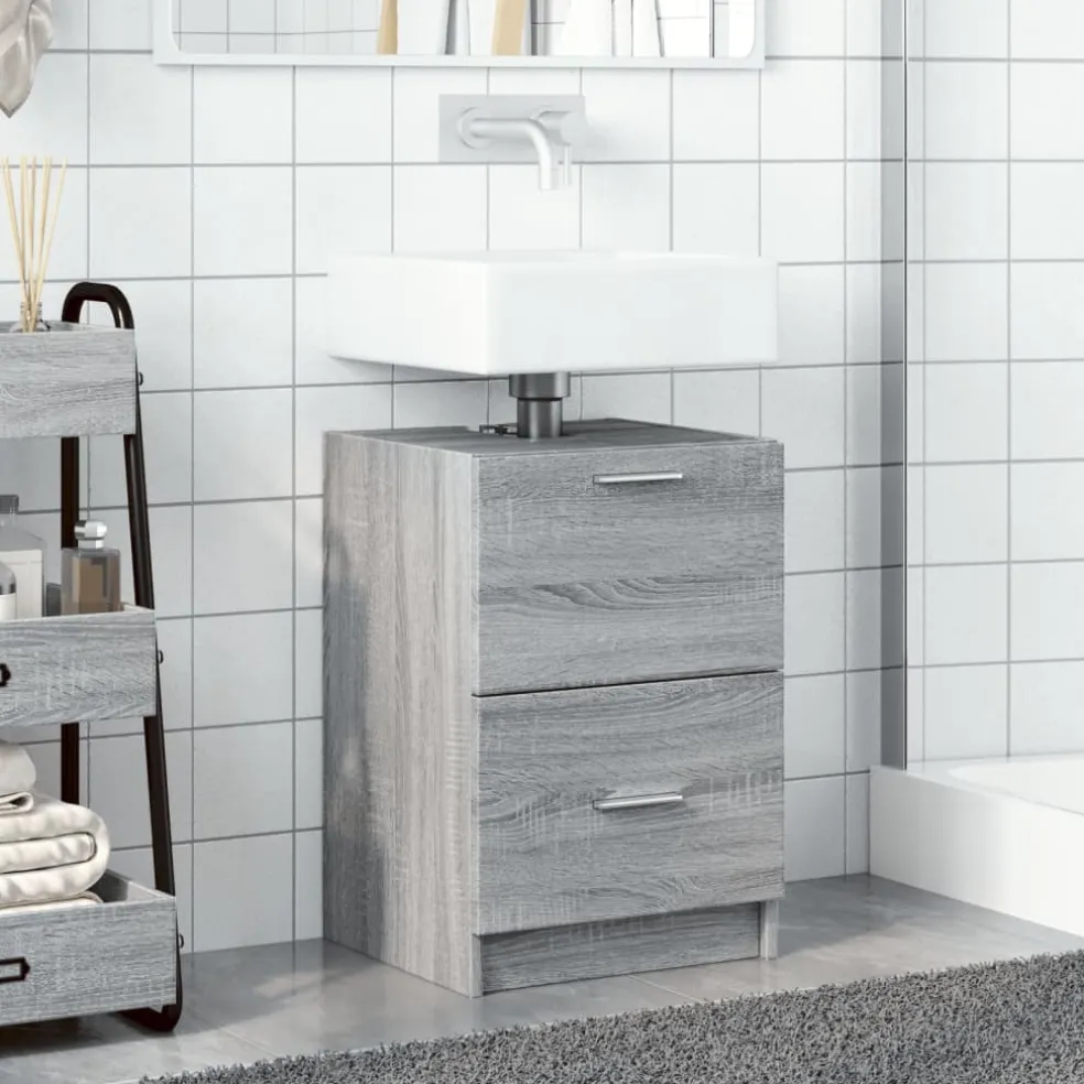 vidaXL Wastafelkast 40x37x59 cm bewerkt hout grijs sonoma eikenkleurig