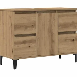 vidaXL Wastafelkast 80x33x60 cm bewerkt hout artisanaal eikenkleur