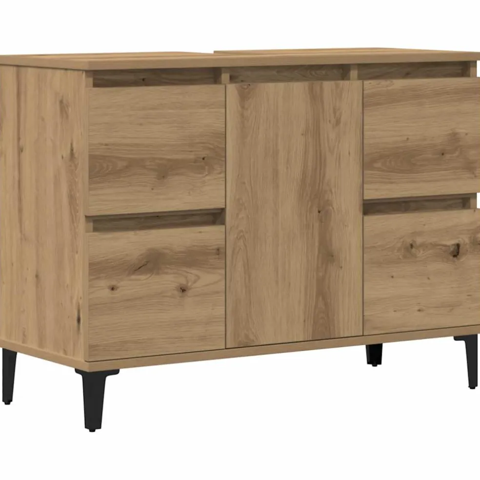 vidaXL Wastafelkast 80x33x60 cm bewerkt hout artisanaal eikenkleur