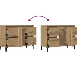 vidaXL Wastafelkast 80x33x60 cm bewerkt hout artisanaal eikenkleur