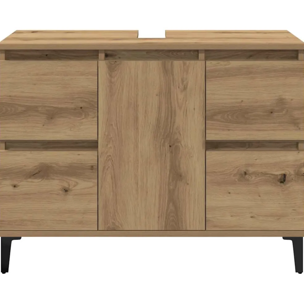 vidaXL Wastafelkast 80x33x60 cm bewerkt hout artisanaal eikenkleur