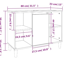 vidaXL Wastafelkast 80x33x60 cm bewerkt hout hoogglans wit
