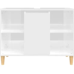 vidaXL Wastafelkast 80x33x60 cm bewerkt hout hoogglans wit