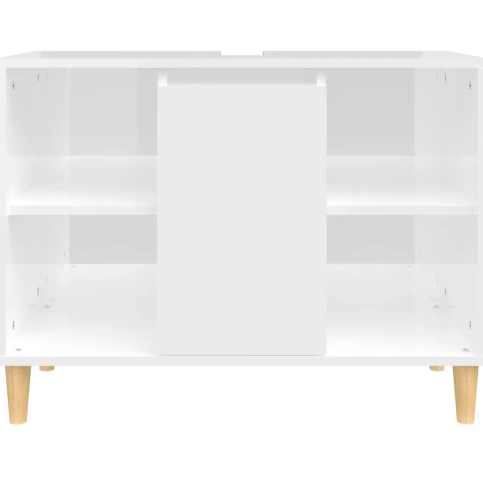 vidaXL Wastafelkast 80x33x60 cm bewerkt hout hoogglans wit