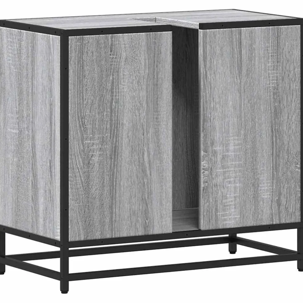 vidaXL Wastafelkast 65x33x60 cm bewerkt hout grijs sonoma eikenkleurig