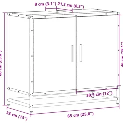 vidaXL Wastafelkast 65x33x60 cm bewerkt hout grijs sonoma eikenkleurig