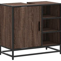 vidaXL Wastafelkast 65x33x60 cm bewerkt hout bruin eikenkleur