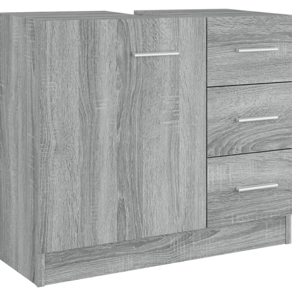 vidaXL Wastafelkast 63x30x54 cm bewerkt hout grijs sonoma eikenkleurig
