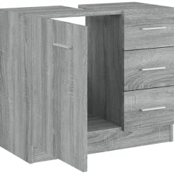 vidaXL Wastafelkast 63x30x54 cm bewerkt hout grijs sonoma eikenkleurig