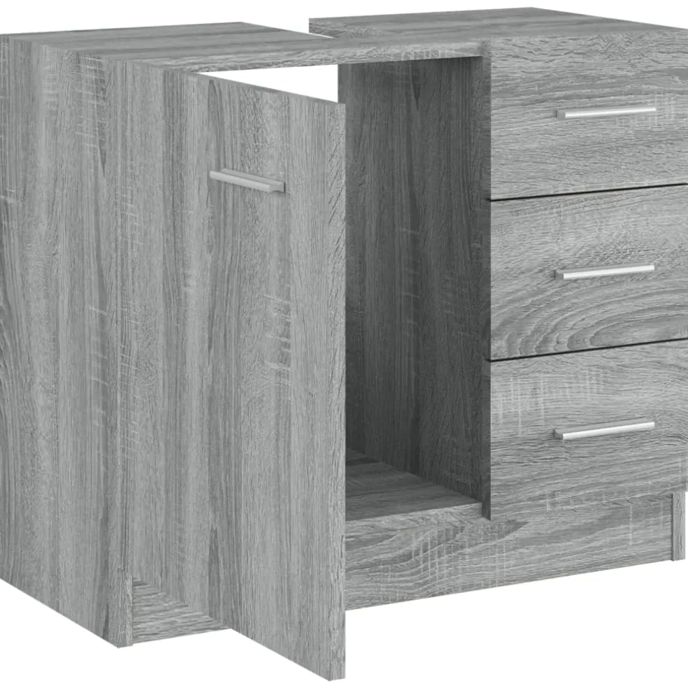 vidaXL Wastafelkast 63x30x54 cm bewerkt hout grijs sonoma eikenkleurig
