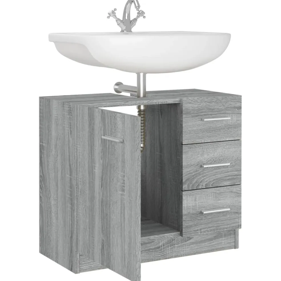 vidaXL Wastafelkast 63x30x54 cm bewerkt hout grijs sonoma eikenkleurig
