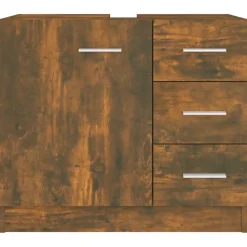 vidaXL Wastafelkast 63x30x54 cm bewerkt hout gerookt eikenkleurig