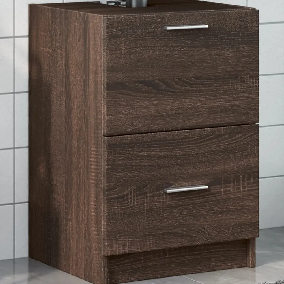 vidaXL Wastafelkast 40x37x59 cm bewerkt hout bruin eikenkleurig