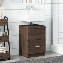 vidaXL Wastafelkast 40x37x59 cm bewerkt hout bruin eikenkleurig