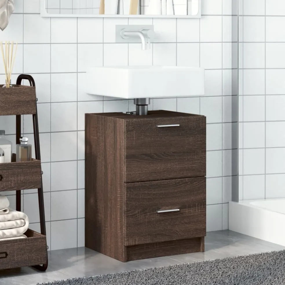 vidaXL Wastafelkast 40x37x59 cm bewerkt hout bruin eikenkleurig