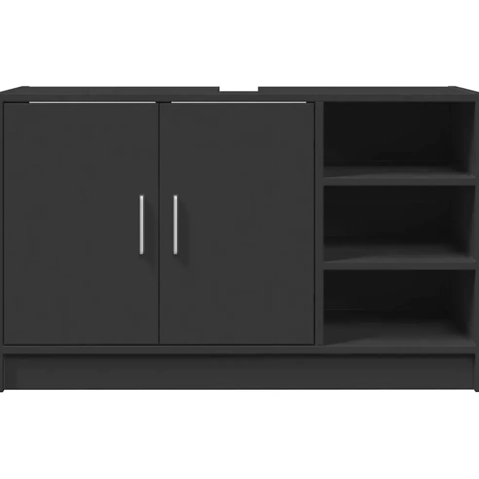 vidaXL Wastafelkast 90x29x55 cm bewerkt hout zwart
