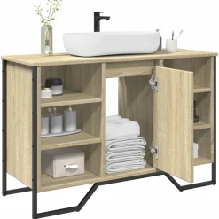 vidaXL Wastafelkast 91x35x60 cm bewerkt hout sonoma eikenkleurig