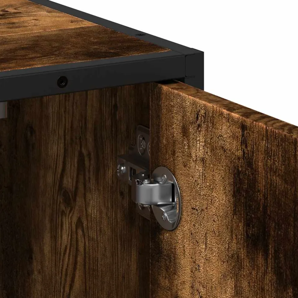 vidaXL Wastafelkast 65x33x60 cm bewerkt hout gerookt eikenkleurig