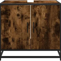 vidaXL Wastafelkast 65x33x60 cm bewerkt hout gerookt eikenkleurig
