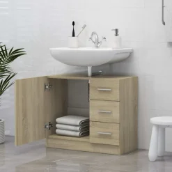 vidaXL Wastafelkast 63x30x54 cm bewerkt hout sonoma eikenkleurig