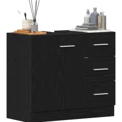 vidaXL Wastafelkast 63x30x54 cm spaanplaat zwart eikenkleurig