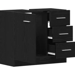 vidaXL Wastafelkast 63x30x54 cm spaanplaat zwart eikenkleurig