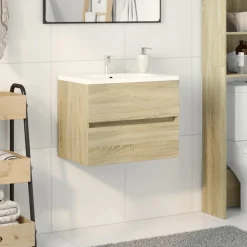 vidaXL Wastafelkast 60x38,5x45 cm spaanplaat sonoma eikenkleurig