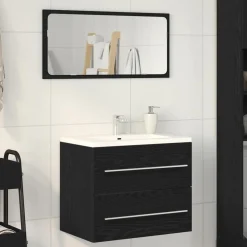 vidaXL Wastafelkast 60x38,5x48 cm spaanplaat zwart eikenkleurig