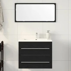 vidaXL Wastafelkast 60x38,5x48 cm spaanplaat zwart eikenkleurig
