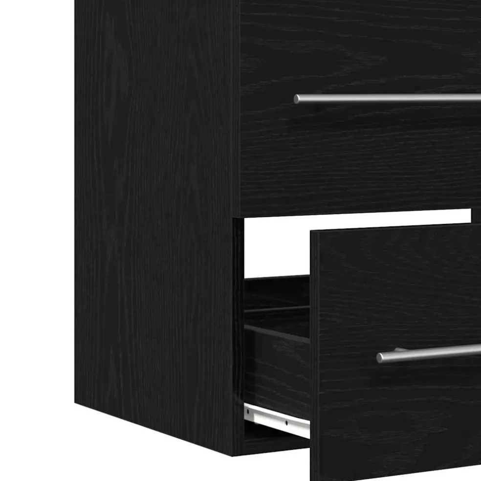 vidaXL Wastafelkast 60x38,5x48 cm spaanplaat zwart eikenkleurig