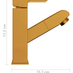 vidaXL Wastafelkraan met uittrekfunctie 157x172 mm goudkleurig