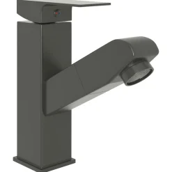 vidaXL Wastafelkraan met uittrekfunctie 157x172 mm grijs