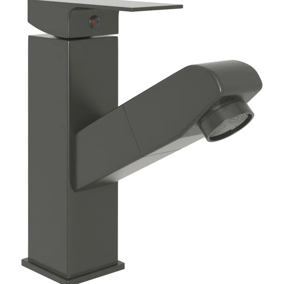 vidaXL Wastafelkraan met uittrekfunctie 157x172 mm grijs