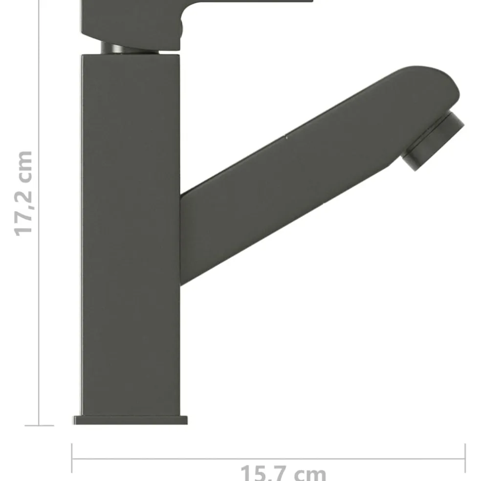 vidaXL Wastafelkraan met uittrekfunctie 157x172 mm grijs