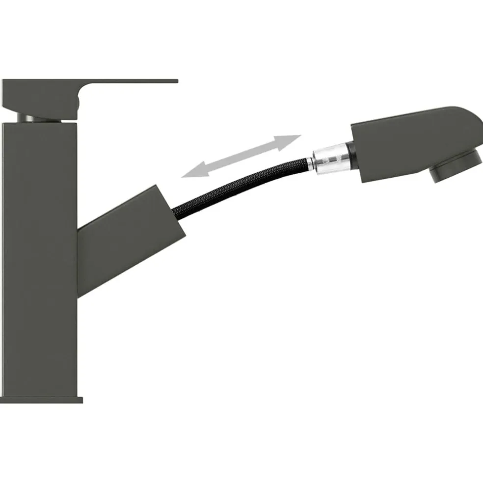 vidaXL Wastafelkraan met uittrekfunctie 157x172 mm grijs