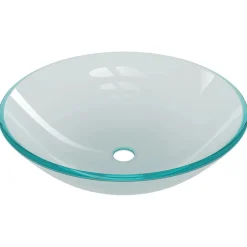 vidaXL Wastafel met kraan en pop-up afvoer mat gehard glas