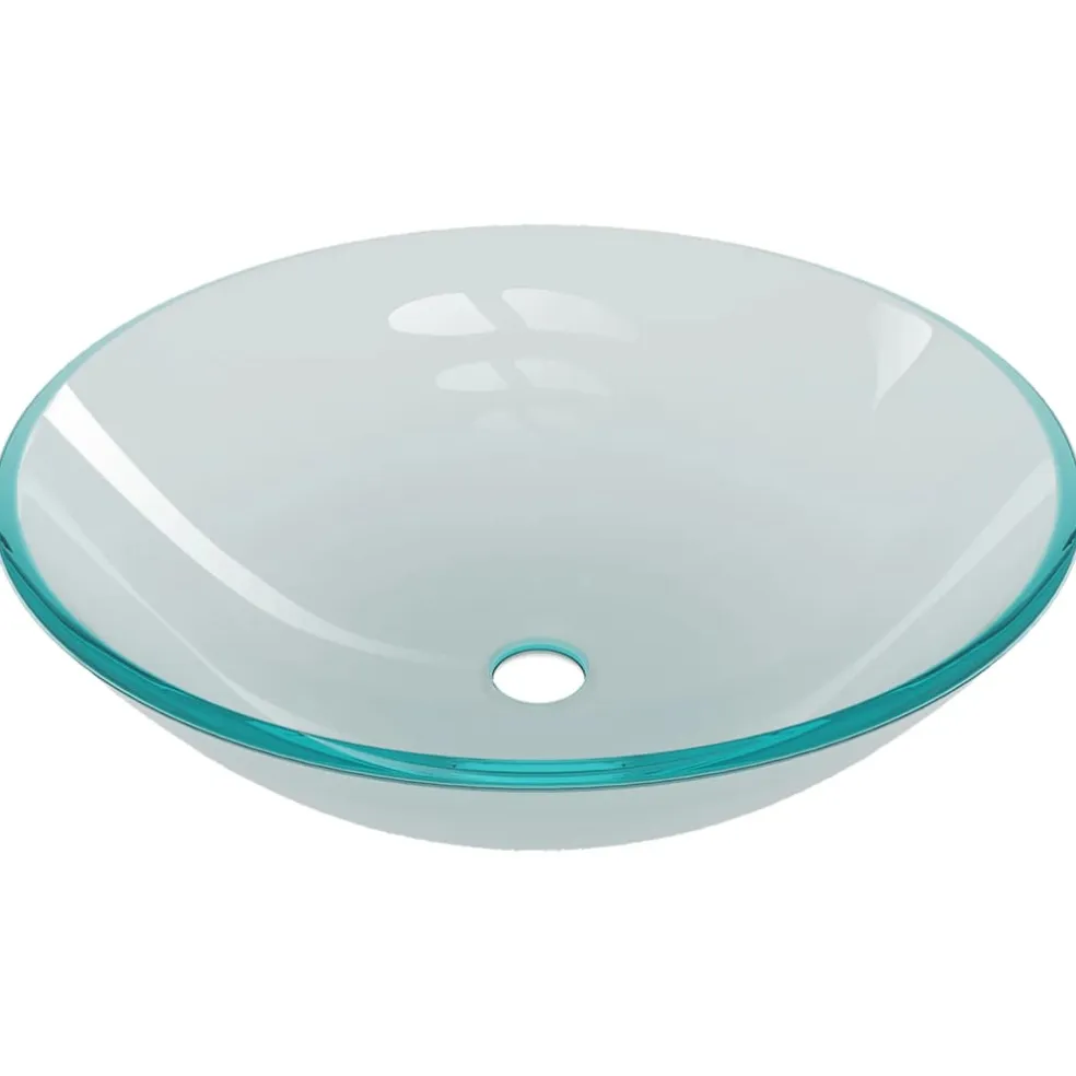 vidaXL Wastafel met kraan en pop-up afvoer mat gehard glas