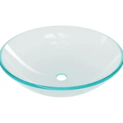 vidaXL Wastafel met kraan en pop-up afvoer gehard glas transparant