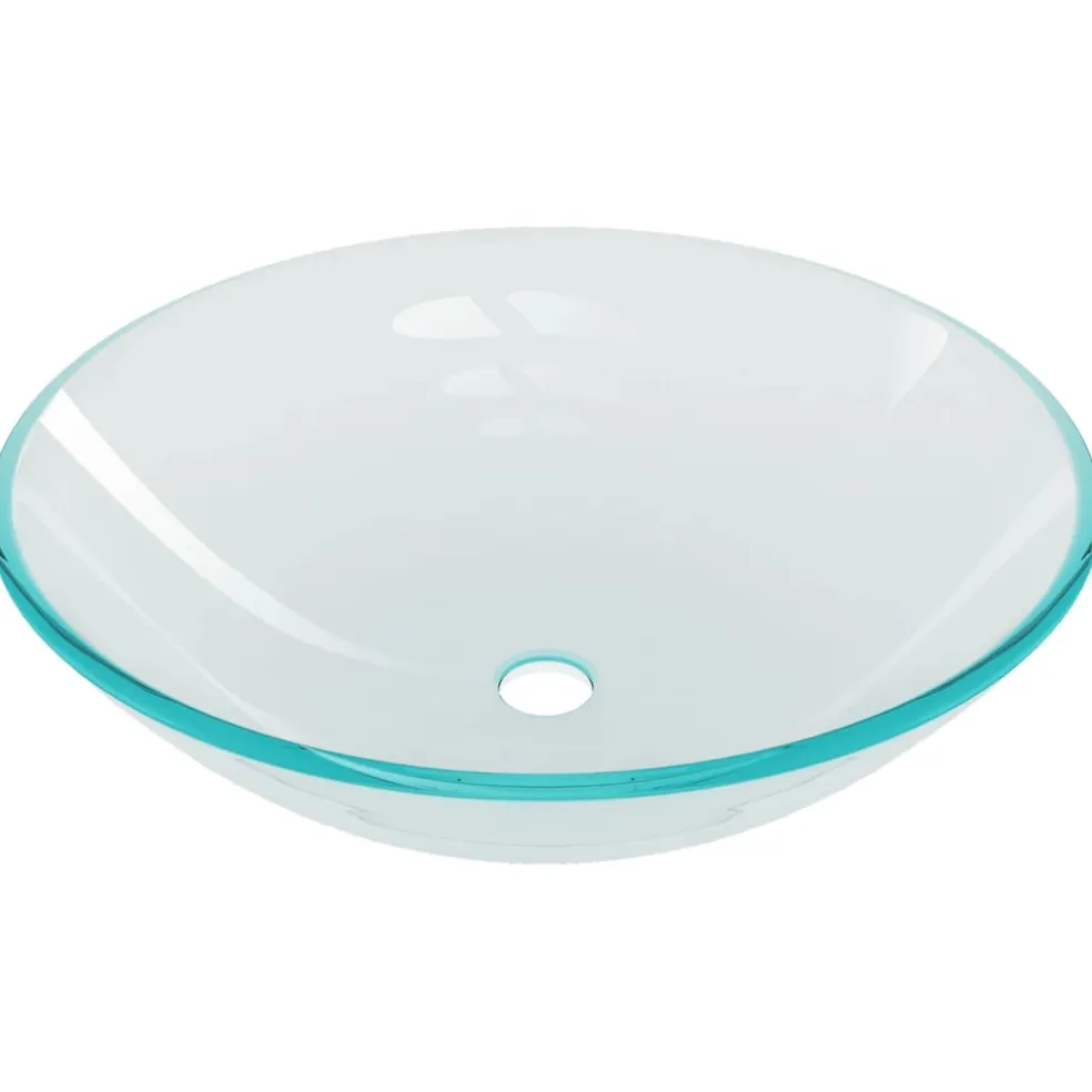 vidaXL Wastafel met kraan en pop-up afvoer gehard glas transparant