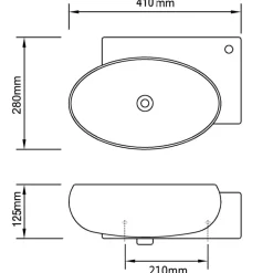 vidaXL Wastafel met kraangat en overloop keramiek wit