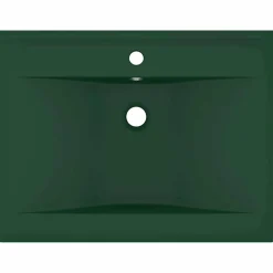 vidaXL Wastafel met kraangat 60x46 cm keramiek mat donkergroen