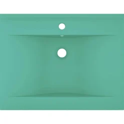 vidaXL Wastafel met kraangat 60x46 cm keramiek mat lichtgroen