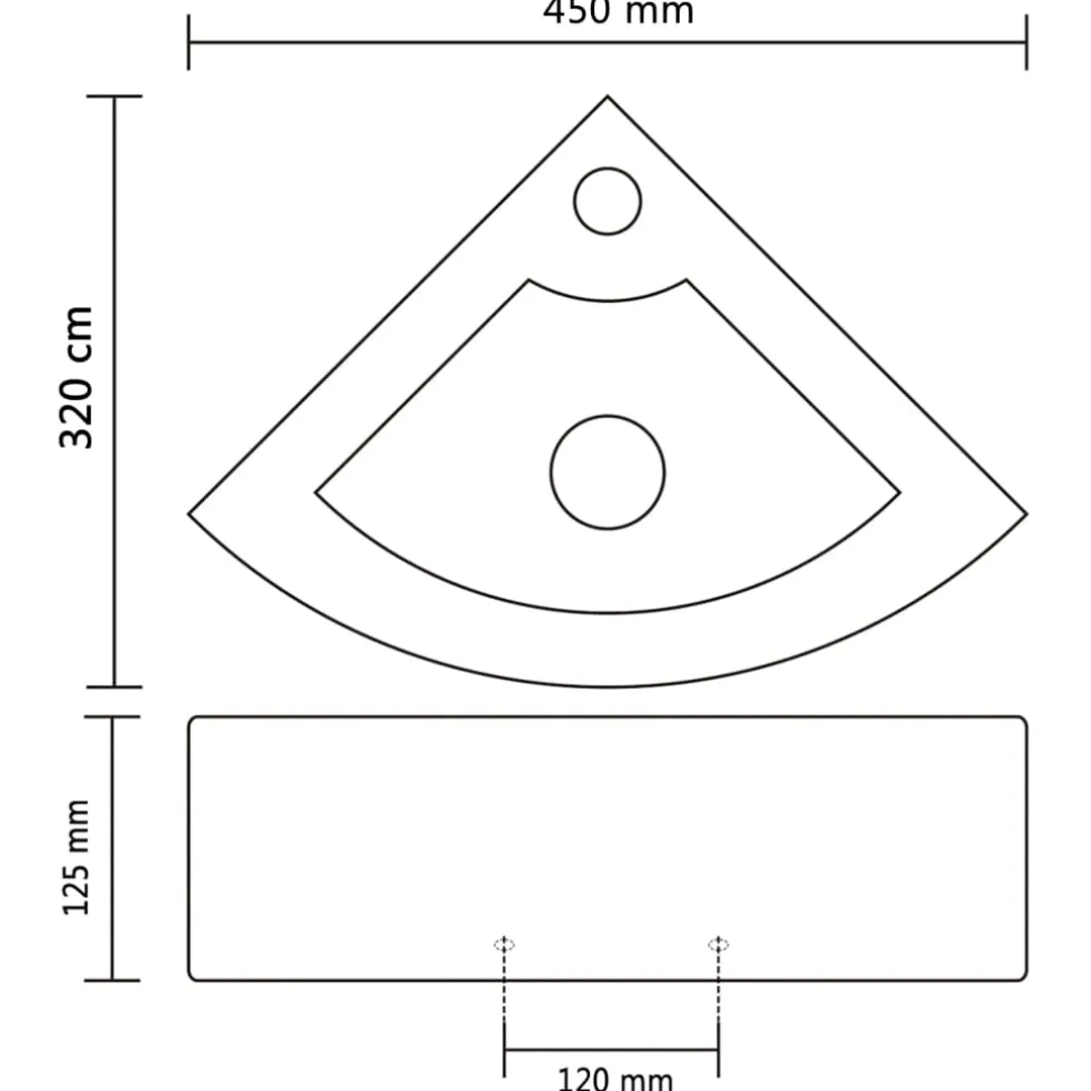 vidaXL Wastafel met overloop 45x32x12,5 cm zwart