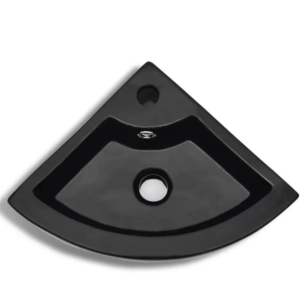vidaXL Wastafel met overloop 45x32x12,5 cm zwart