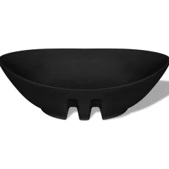 vidaXL Wastafel met overloop zwart ovaal keramiek 59 x 38,5 cm