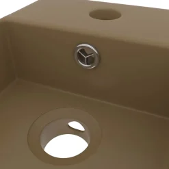 vidaXL Wastafel met overloop keramiek matcrème