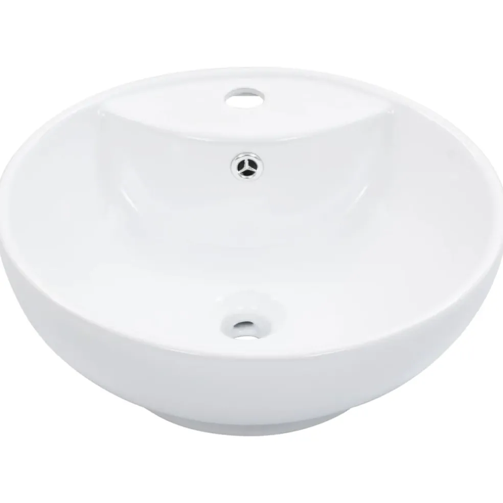 vidaXL Wastafel met overloop 46,5x18 cm keramiek wit