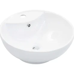 vidaXL Wastafel met overloop 46,5x18 cm keramiek wit