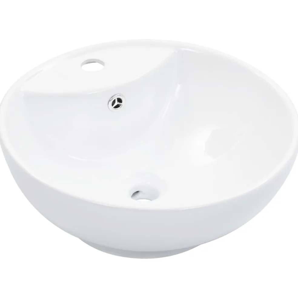 vidaXL Wastafel met overloop 46,5x18 cm keramiek wit